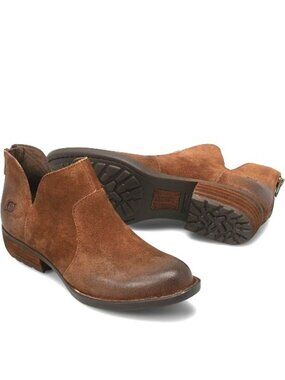 Born Womens Kerri Distress Brown Suede Ankle Boots 7.5 Western Cowgirl Leather